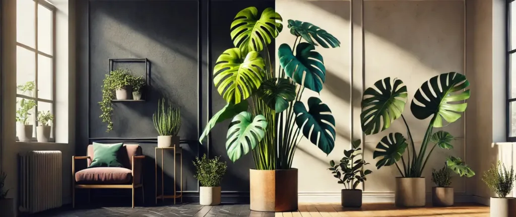 Primer plano de una planta de interior con hojas amarillas y caídas, ejemplificando el aspecto de plantas tristes por exceso de riego.