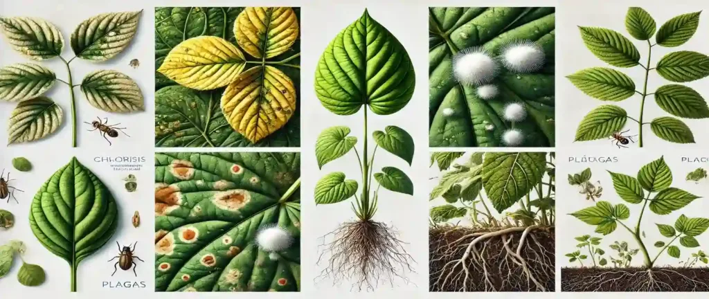 plantas enfermas en interior diagnóstico síntomas hojas amarillas manchas método 5 pasos tabla referencia