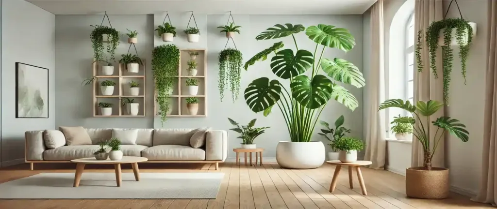 Tendencias decoración con plantas de interior 2026 mostrando minimalismo botánico y jardín vertical moderno