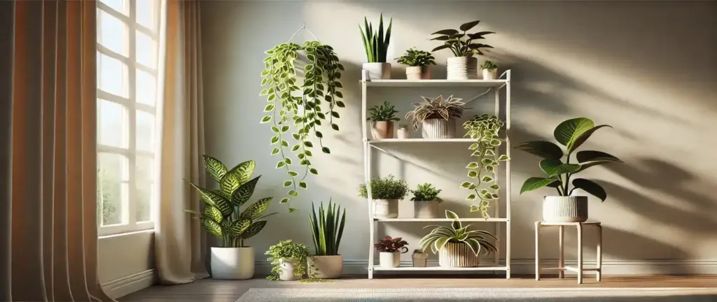 Plantas de interior para principiantes mostrando 15 especies adaptables Sansevieria Pothos Zamioculca fáciles cuidar